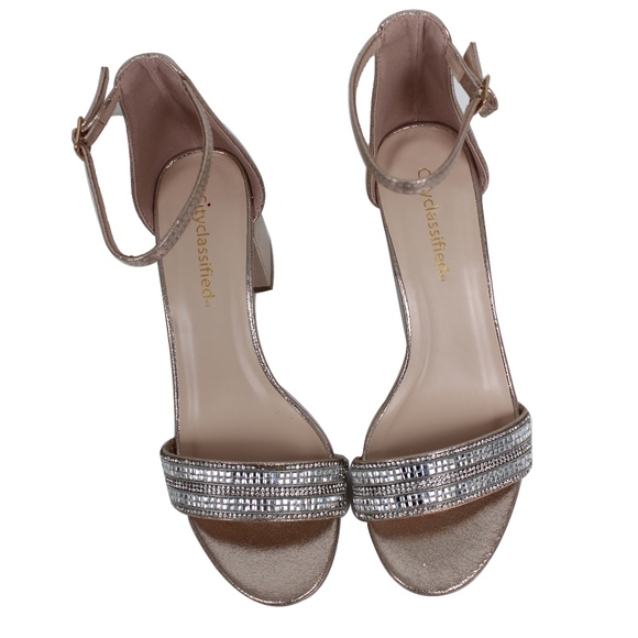 Gold Shimmer Open Toe Ankle Strap Dress Sandal - Picture 4 of 6